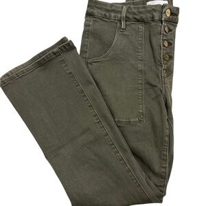 Frame Denim Olive Green Le Crop Mini Boot Jeans